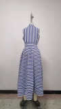 Stylish Striped Sleeveless A-Line Maxi Dress With Cinched Waist