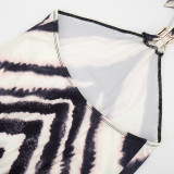New Zebra-Print Halter Mini Dress With Gold Ring Detail and Open Back