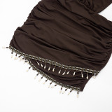 New Solid-Color Bohemian-Style Sexy Halter-Neck Backless Bodycon Dress