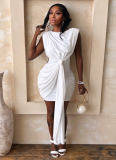 New Summer Arrival: Solid Color, Casual, Sleeveless, Backless, Slim-Fit Mini Dress