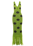 New Sexy Black Polka-Dot Knitted Bodycon Dress with Tassels