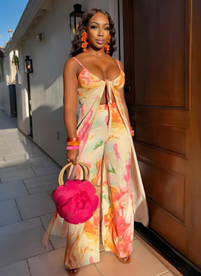 Sexy Strappy Camisole Top & Slim-Fit Wide-Leg Pants — Stylish Women's Two-Piece Set
