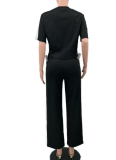 Women's Casual & Sporty Two-Piece Set: Stylish New Spring Wide-Leg Pants