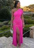 Stylish Women's Sexy Sleeveless Asymmetric Neckline Slim-Fit Slit Dress