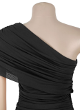Stylish Women's Sexy Sleeveless Asymmetric Neckline Slim-Fit Slit Dress