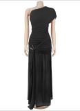 Stylish Women's Sexy Sleeveless Asymmetric Neckline Slim-Fit Slit Dress