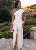 Stylish Women's Sexy Sleeveless Asymmetric Neckline Slim-Fit Slit Dress