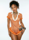 New Hand-Crocheted Knit Romper With Lettuce-Edge Fold-Over Collar