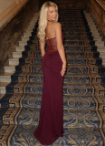 New Summer Sexy Halter-Neck Gown with Lace-Up Detail, Flowing Ribbons, and Mesh Paneling