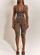 Sexy Lace-Up Backless Ruched Slim-Fit Leopard Print Jumpsuit