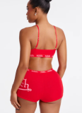 Stylish Letter-Print Sleeveless Crop Top Set For Summer