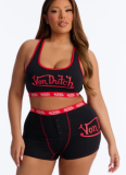 Stylish Letter-Print Sleeveless Crop Top Set For Summer