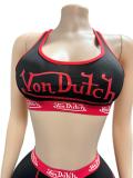 Stylish Letter-Print Sleeveless Crop Top Set For Summer