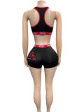 Stylish Letter-Print Sleeveless Crop Top Set For Summer