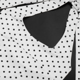 Polka-Dot Print Halter-Neck Tie-Strap Top & Fitted Cropped Pants Two-Piece Set MXXB-J26ST102