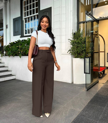 High Waist Sretchy Straight Wide Leg Casual Trouser Suitable For All Seasons OD-Y6012