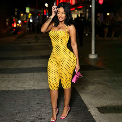 Dot Print Sleeveless Bodycon Pants Romper For Women RS-K6Q04453A