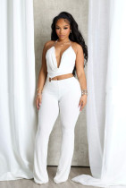 Halter Unique Hollow Out Strapless V-neck Wide Leg Pants Jumpsuit OD-6064