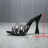2026 Fashionable Rhinestone-Embellished Open-Toe Sandals with Unique-Shaped Heels