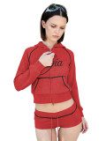 Long Sleeve Hooded Zipper Jacket Shorts Set For Women (Two Pieces) XRB-10220