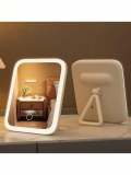 LED Makeup Mirror, 3-Color Light, 360° Rotatable, Touch Control, USB Powered, Tabletop Vanity Mirror for Bedroom Bathroom Travel