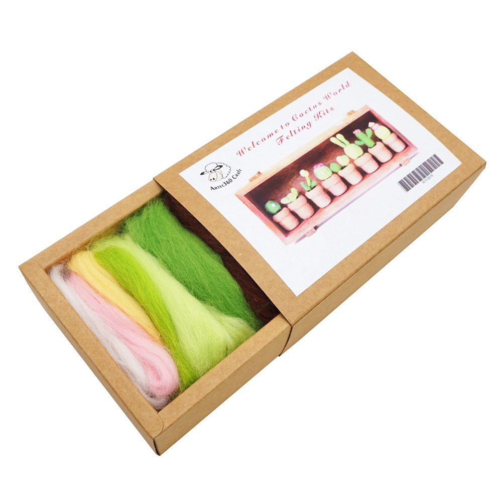 Succulent Needle Felting Kits With 3 Felting Needles English Tutorial 1 Pair Leather Guard High Density