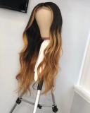 Ulovewigs Human Virgin Hair Ombre Wave Pre Plucked Transparent Lace Front Wig  Free Shipping (ULW0035)