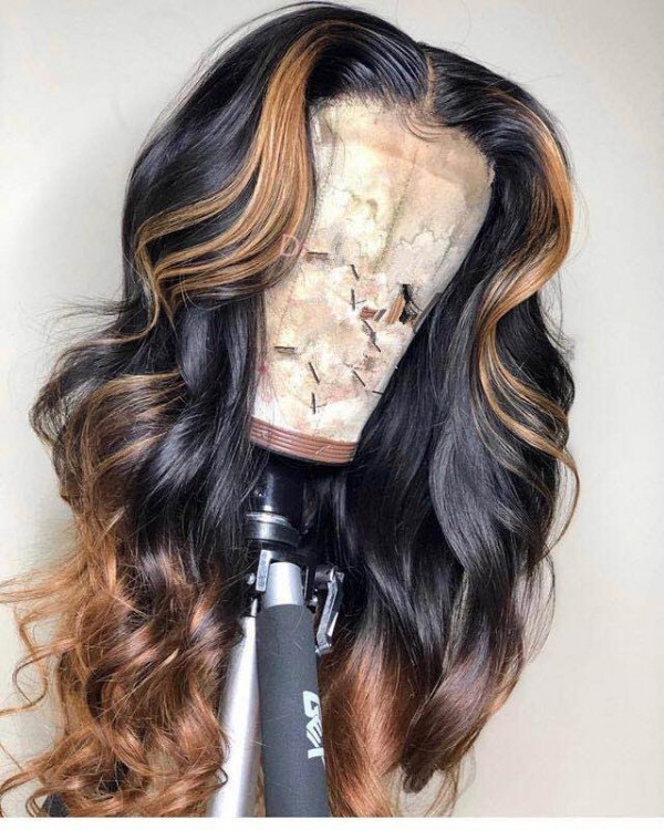 Ulovewigs Human Virgin Hair Ombre Honey Blonde Pre Plucked Transparent Lace Front Wig  Free Shipping (ULW0030)