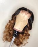 Ulovewigs Human Virgin Hair Ombre Wave Pre Plucked Transparent Lace Front Wig  Free Shipping (ULW0034)