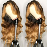 Ulovewigs Human Virgin Hair Ombre Wave Pre Plucked Transparent Lace Front Wig  Free Shipping (ULW0029)