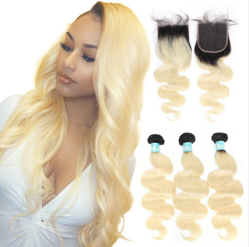 Ulovewigs 300% Density Pre Plucked 1b/613 Body Wave Closure Wigs Made By Human Hair Bundles and Clousure(4*4) With Free Shipping(ULW0070)