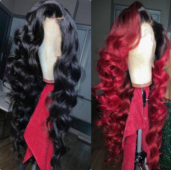 Ulovewigs Human Virgin Hair Wave Pre Plucked Transparent Lace Front Wig  Free Shipping (ULW0065)