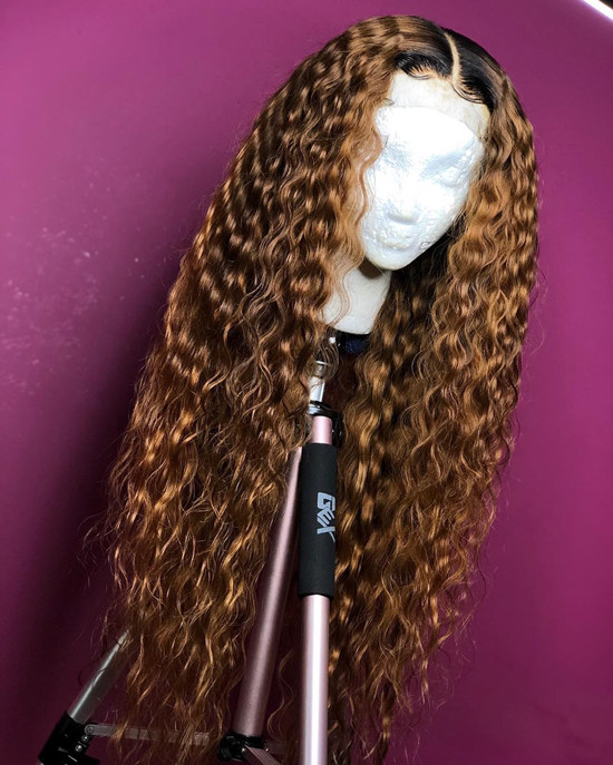 Ulovewigs Human Virgin Hair Wave Pre Plucked Transparent Lace Front Wig  Free Shipping (ULW0060)
