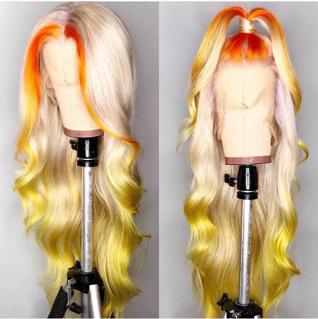 Ulovewigs Human Virgin Hair Ombre Honey Blonde Pre Plucked Lace Front Wig  Free Shipping(ULW0100)