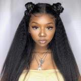 Ulovewigs Human Virgin Hair Kinky Straight Pre Plucked Lace Front Wig  Free Shipping (ULW0080)