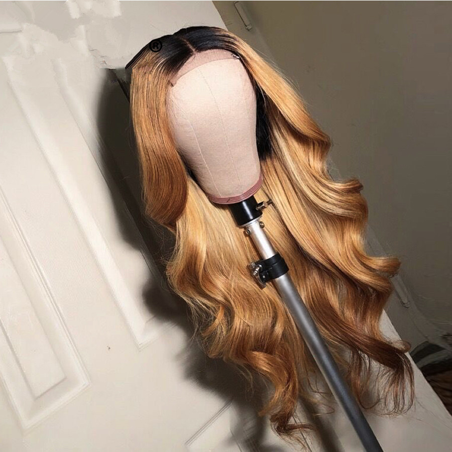 Ulovewigs Human Virgin Hair Ombre Wave Pre Plucked Transparent Lace Front Wig  Free Shipping (ULW0111)