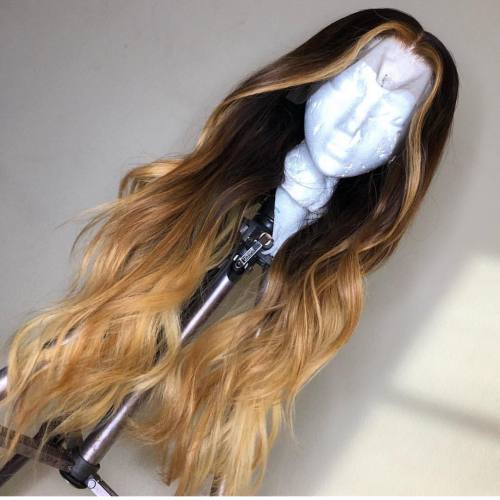 Ulovewigs Human Virgin Hair Ombre Wave Pre Plucked Transparent Lace Front Wig  Free Shipping (ULW0140)