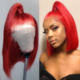 Ulovewigs Pre Plucked Human Virgin Hair red Color bob Transparent Lace Front Wig Free Shipping(ULW0021)