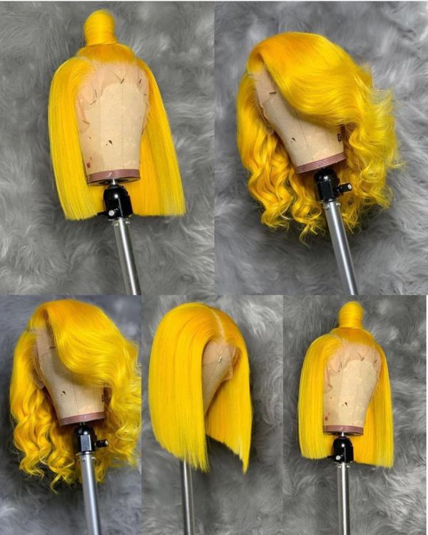 Ulovewigs Pre Plucked Human Virgin Hair yellow Color Transparent Lace Front Wig  Free Shipping(ULW0019)