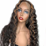 Ulovewigs Human Virgin Hair Ombre Wave Pre Plucked Transparent Lace Front Wig  Free Shipping (ULW0146)