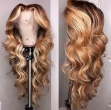 Ulovewigs Human Virgin Hair Ombre Wave Pre Plucked Transparent Lace Front Wig  Free Shipping (ULW0185)