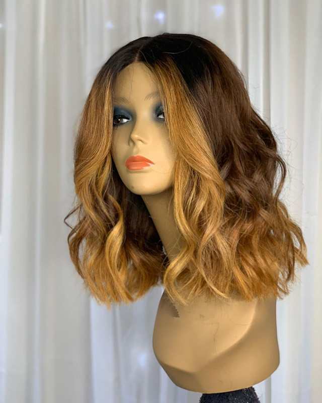 Ulovewigs Human Virgin Hair Ombre Wave Pre Plucked Lace Front Wig  Free Shipping (ULW0112)