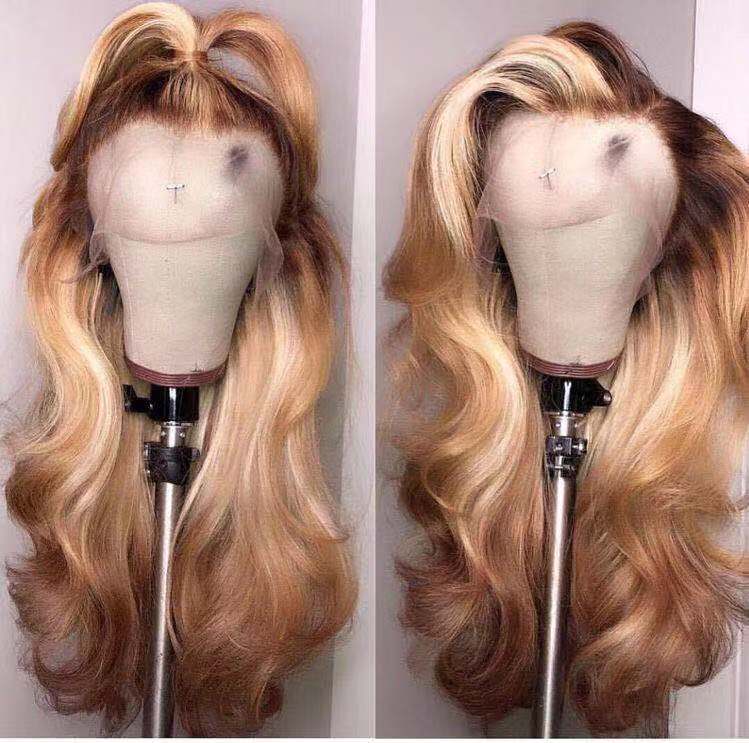 Ulovewigs Human Virgin Hair Ombre Honey Blonde Pre Plucked Lace Front Wig  Free Shipping (ULW0208)