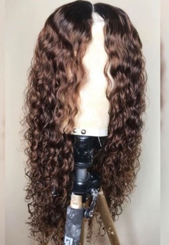 Ulovewigs Human Virgin Hair Loose deep Curl Pre Plucked Transparent Lace Front Wig  Free Shipping(ULW0449)