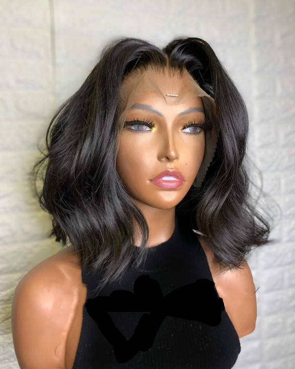 Ulovewigs Human Virgin Hair  Pre Plucked Transparent Lace Front Wig  Free Shipping (ULW0489)