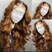 Ulovewigs Human Virgin Hair Ombre Wave Pre Plucked Transparent Lace Front Wig Free Shipping (ULW0166)