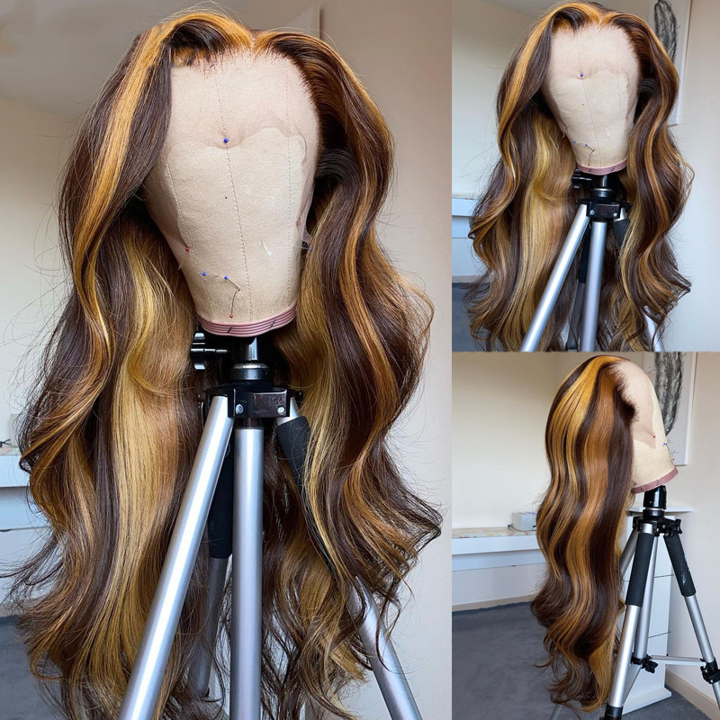 Ulovewigs Human Virgin Hair Wave Pre Plucked Transparent Lace Front Wig Free Shipping (ULW0090)