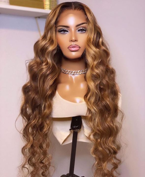 Ulovewigs Human Virgin Hair Ombre Honey Blonde Pre Plucked Lace Front Wig  Free Shipping (ULW0193)