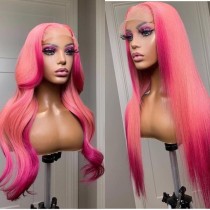 Ulovewigs Human Virgin Hair Pink Pre Plucked Lace Front Wig  Free Shipping (ULW0141)