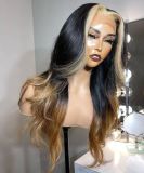 Ulovewigs Human Virgin Hair Ombre Wave Pre Plucked Transparent Lace Front Wig  Free Shipping (ULW0107)